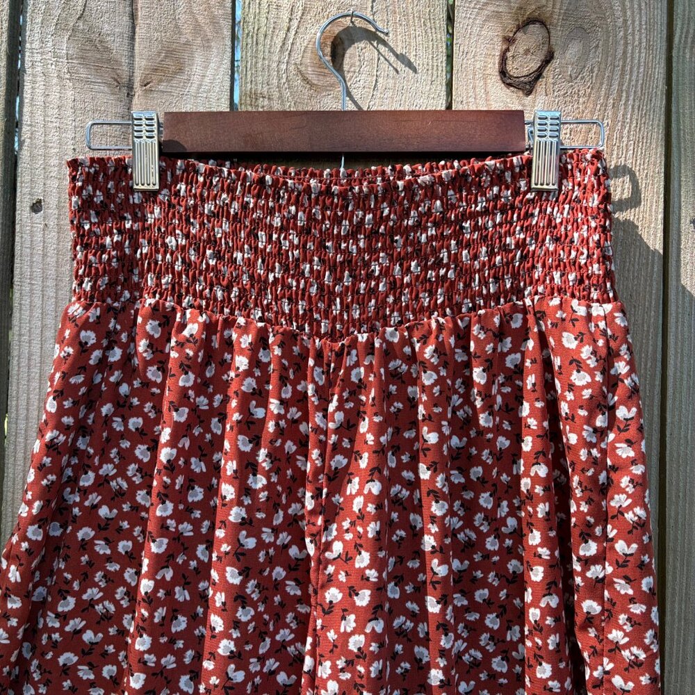 Sienna Sky Wide Legged Lined Size Large Floral Burnt Orange Women’s Trousers - Picture 2 of 6